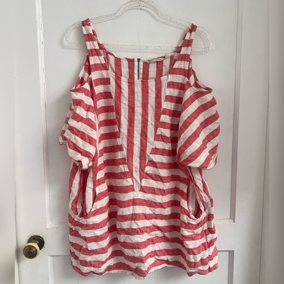Soft Surroundings Sunset Park Linen Blend Striped Cold
Shoulder Tunic Top 1X - Picture 3 of 6